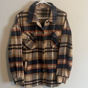 Neutral Cabincore Flannel Shacket